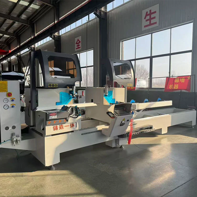 Máquina de corte semiautomática de perfil de alumínio com serra de esquadria de cabeça dupla